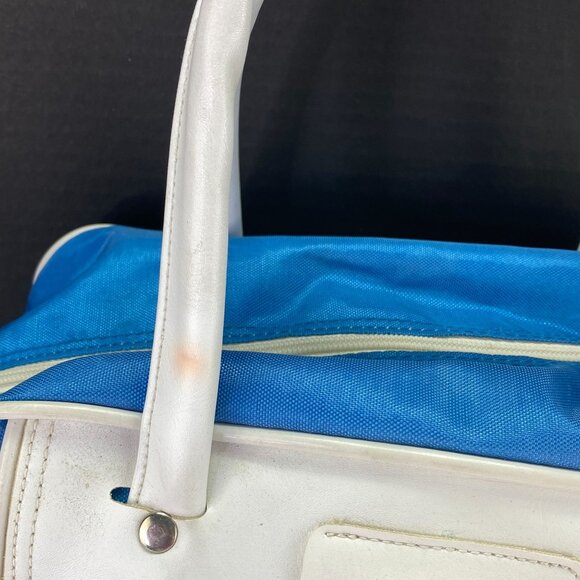 Vintage Speedo Footed Gym Travel Zip Bag Blue and White - Picture 9 of 15